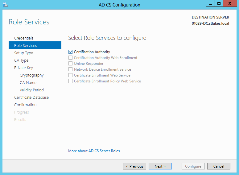 Select services to configure