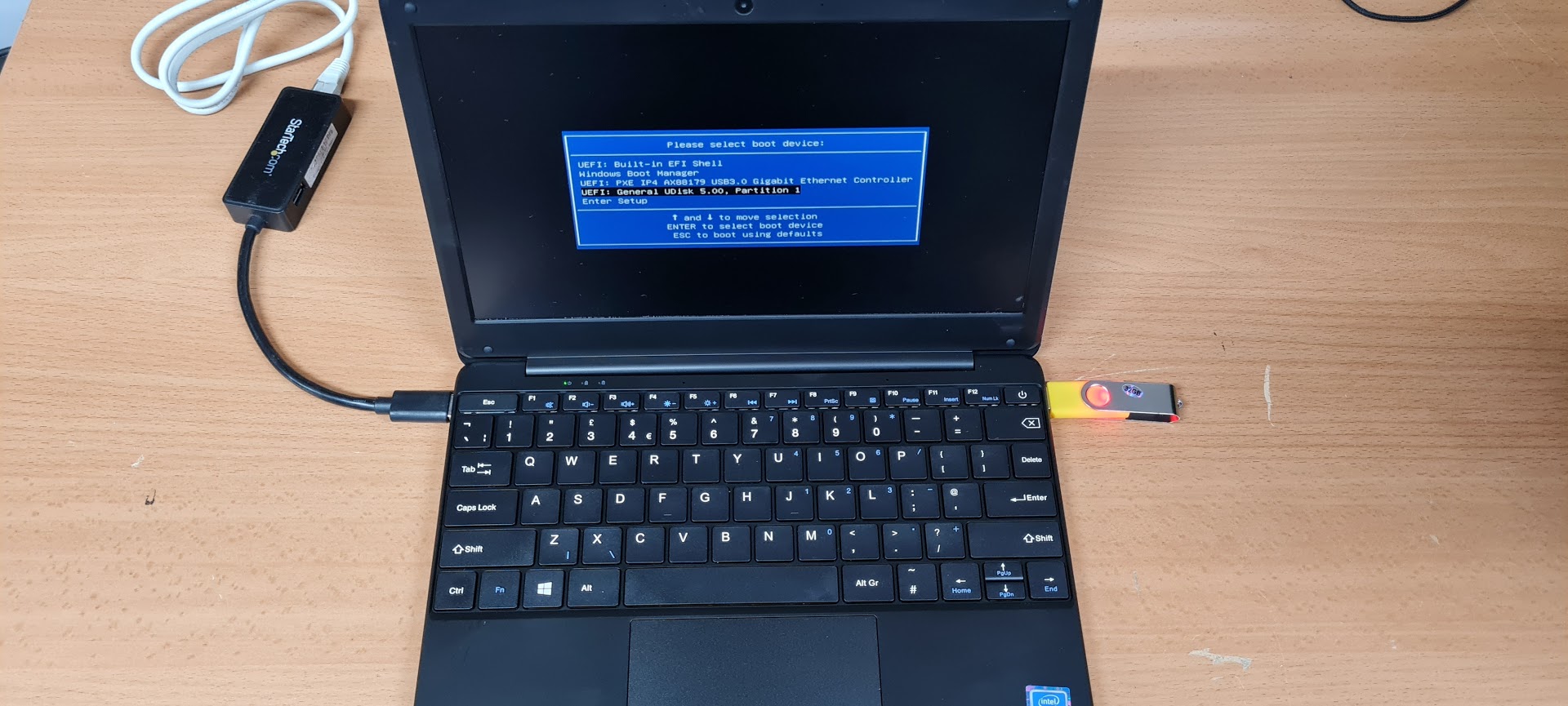 Booting the laptop